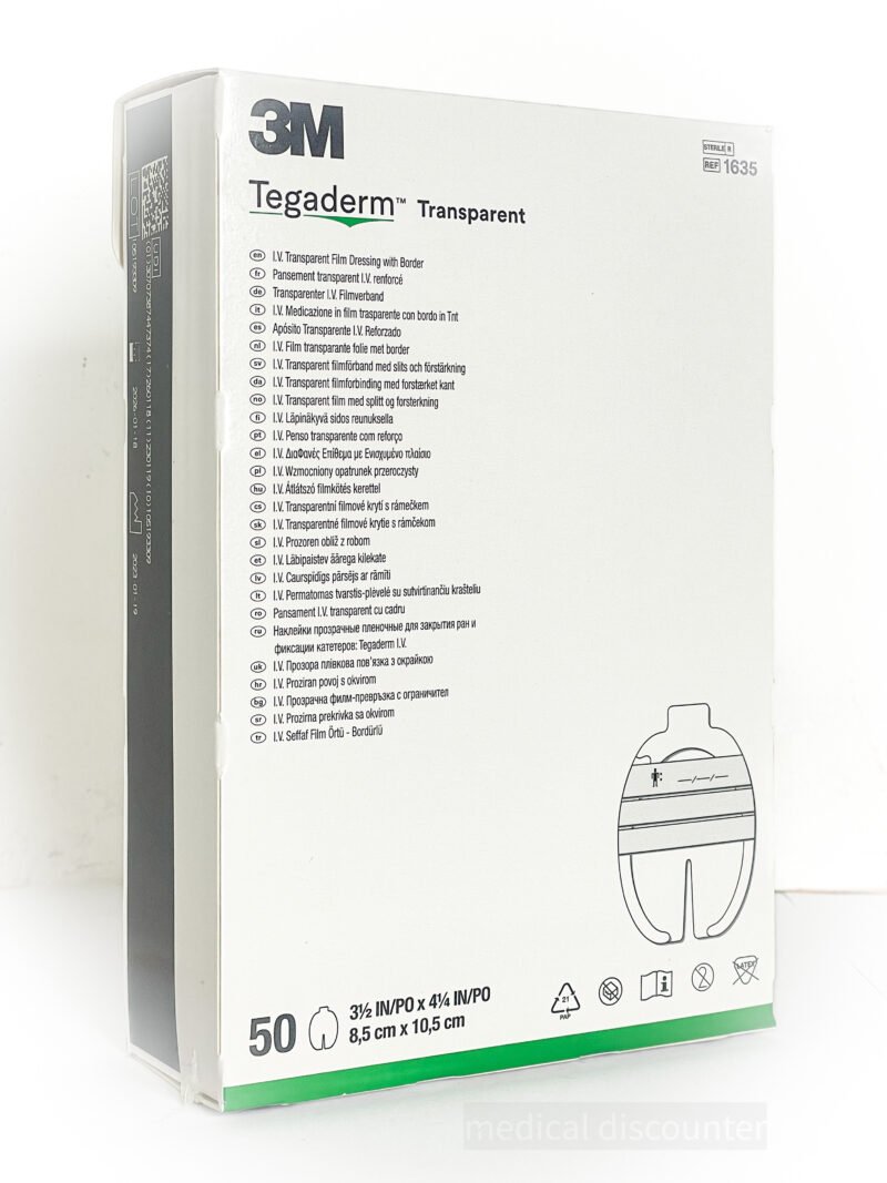 3M™ Tegaderm™ I.V. Transparent Film Dressing met border 1635, 8,5 x 10,5 cm, 50/doos