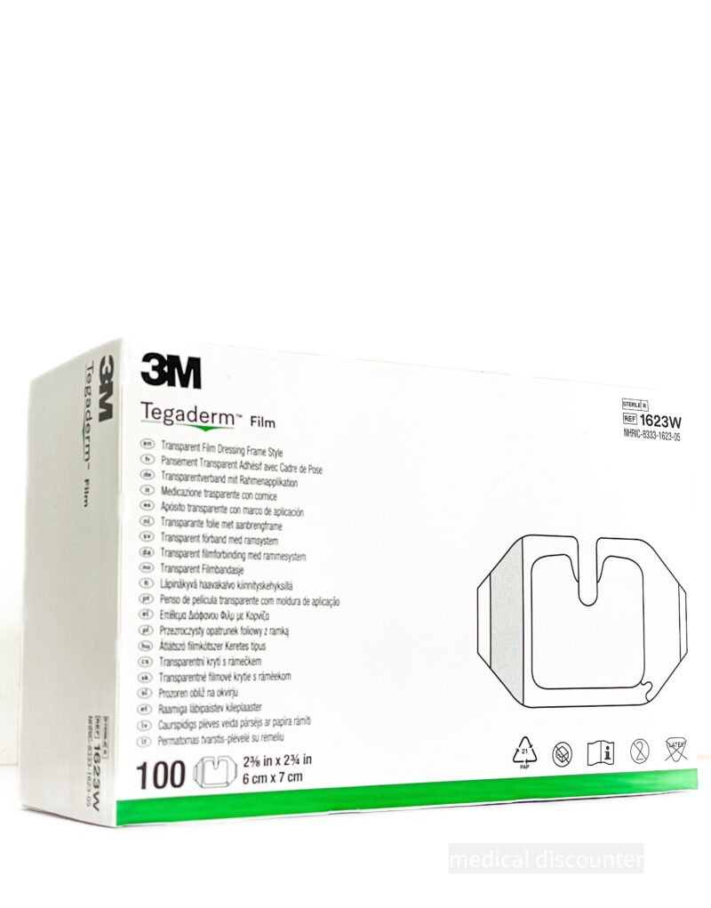 3M™ Tegaderm™ Transparent Film Dressing met aanbrengkader 1623W, 6 x 7 cm, 100/doos
